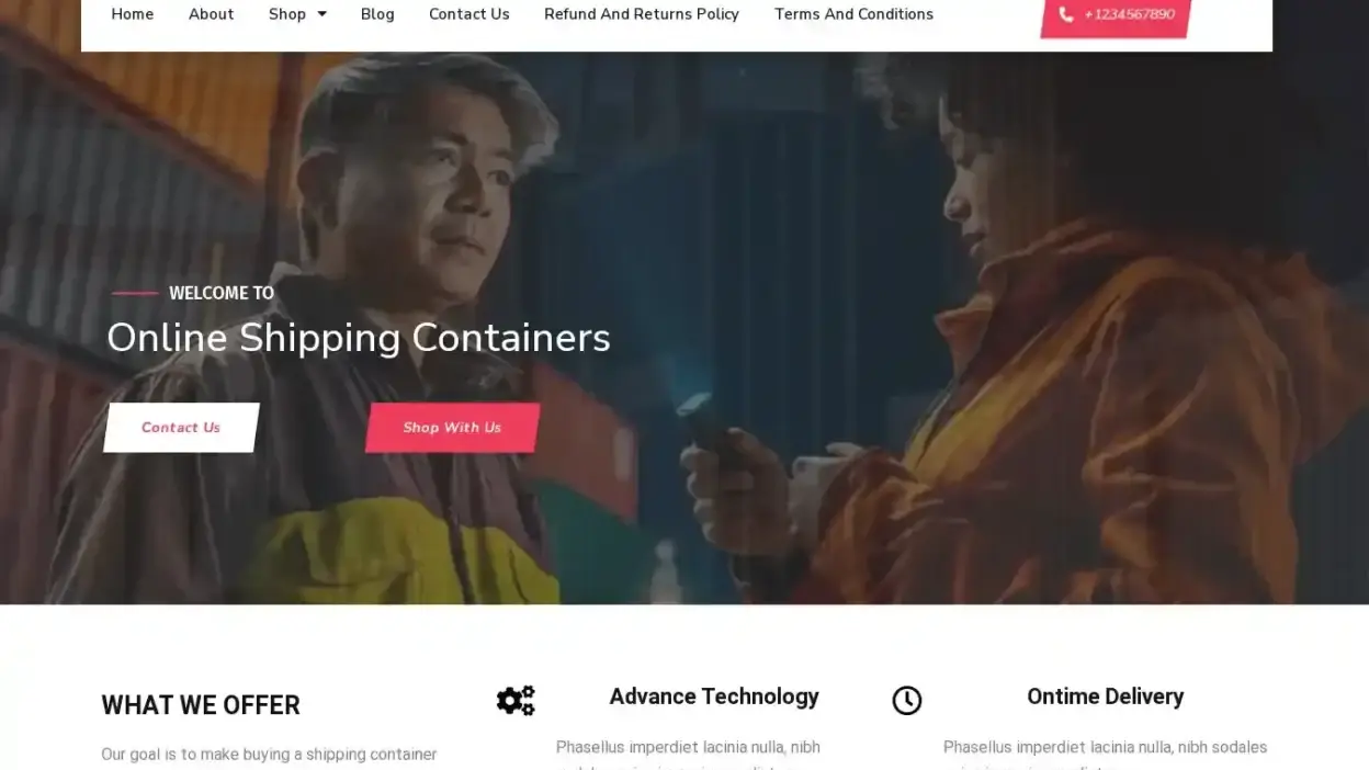 Screenshot of Container scam website Onlineshippingcontainers.com