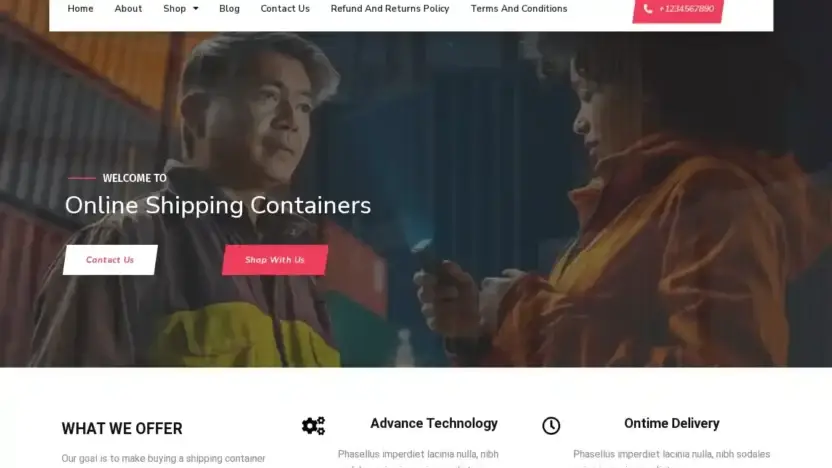 Screenshot of Container scam website Onlineshippingcontainers.com
