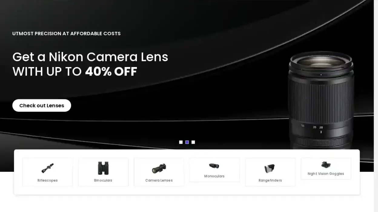 Screenshot of Non-Delivery scam website Opticalequipmentstore.com