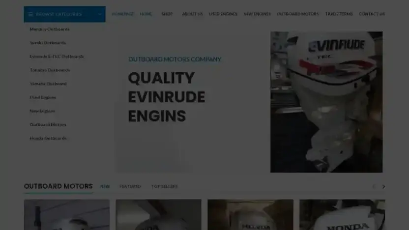 Screenshot of Non-Delivery scam website Outboardmotorscompany.com