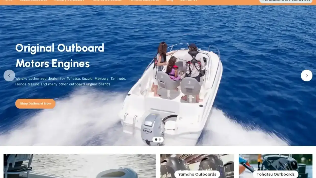 Screenshot of Automobile scam website Outboardmotorsengine.com