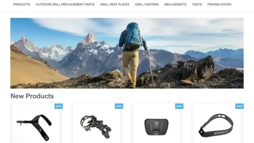 Screenshot of Non-Delivery scam website Outdoorsgearsale.com