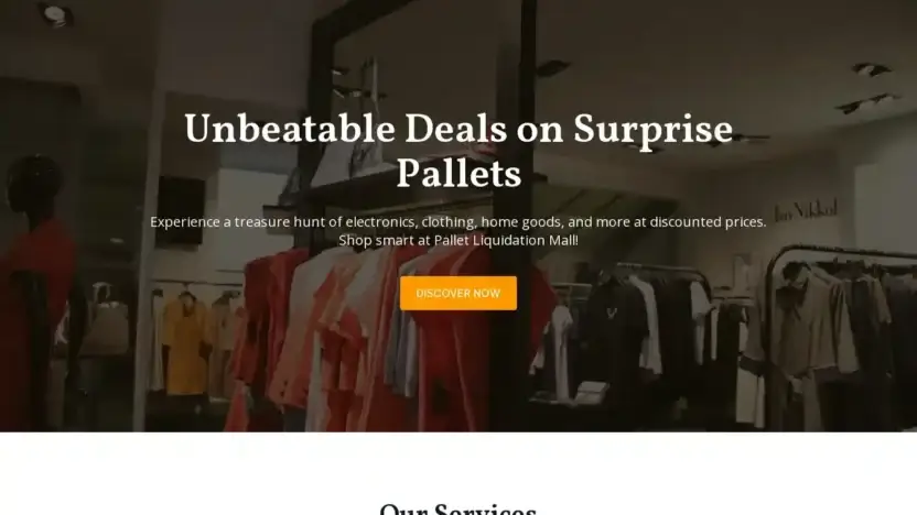 Screenshot of Liquidation scam website Palletliquidationmall.com