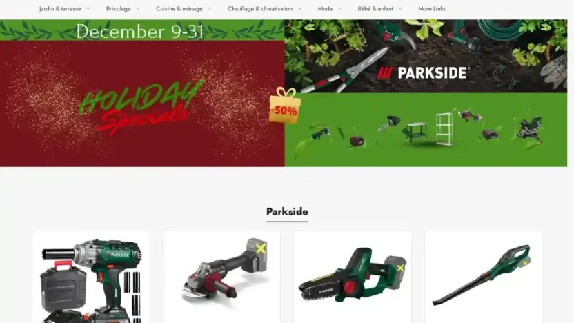 Screenshot of Non-Delivery scam website Parksideodoff.shop