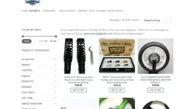 Screenshot of Automobile scam website Partcenterusa.com