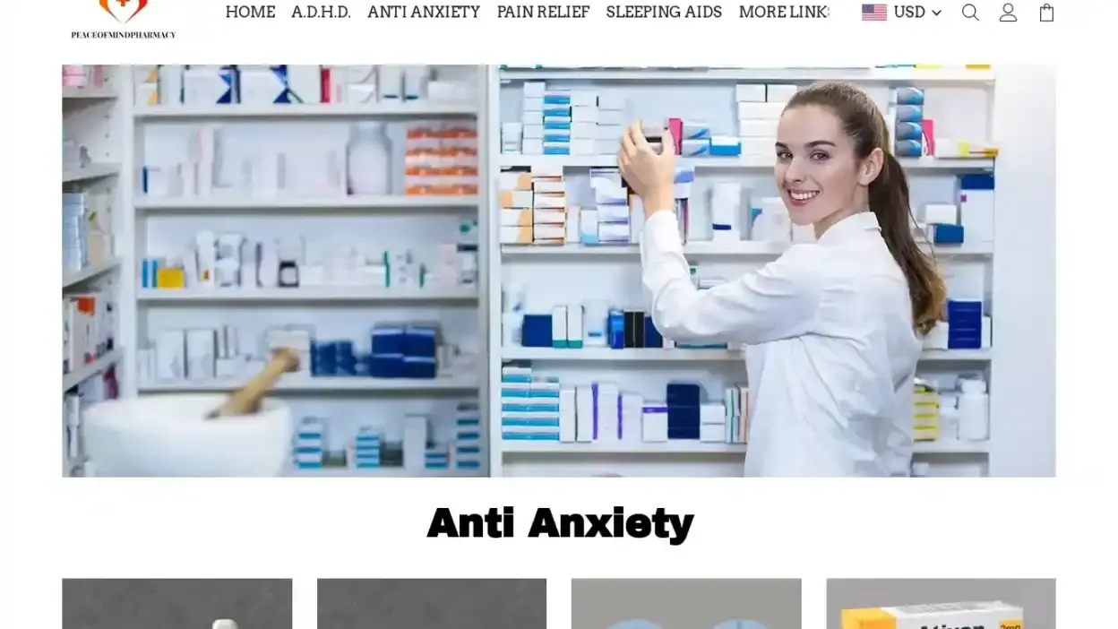 Screenshot of Non-Delivery scam website Peaceofmindpharmacy.shop