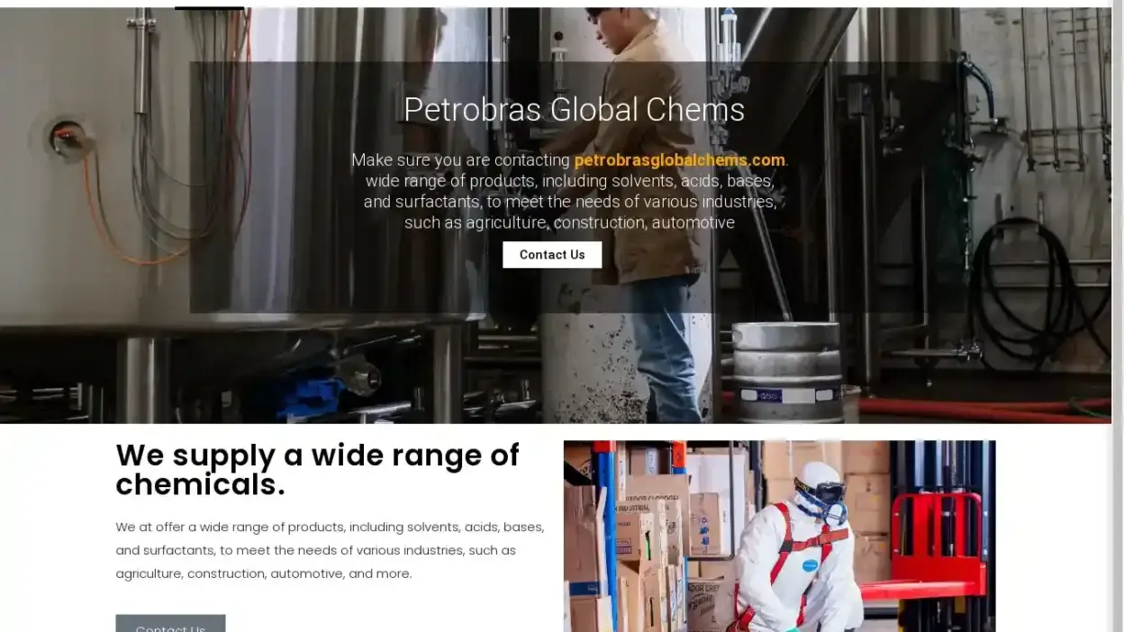 Screenshot of Non-Delivery scam website Petrobrasglobalchems.com