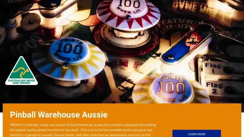 Screenshot of Non-Delivery scam website Pinballwarehouseaussie.com