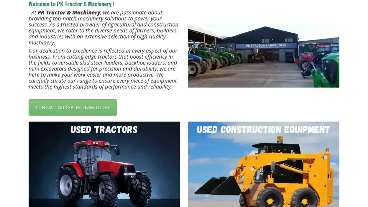 Screenshot of Non-Delivery scam website Pktractorandmachinery.su