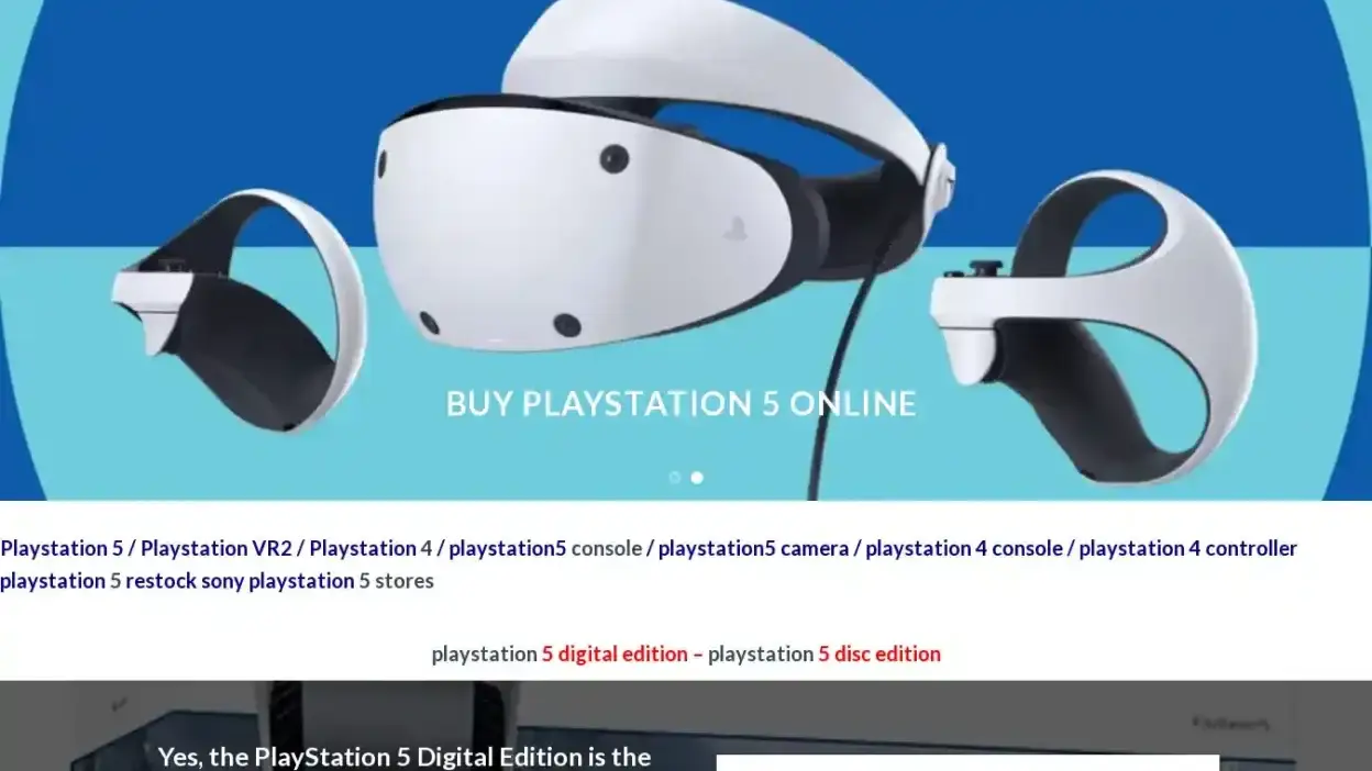 Screenshot of Non-Delivery scam website Playstation-5console.com