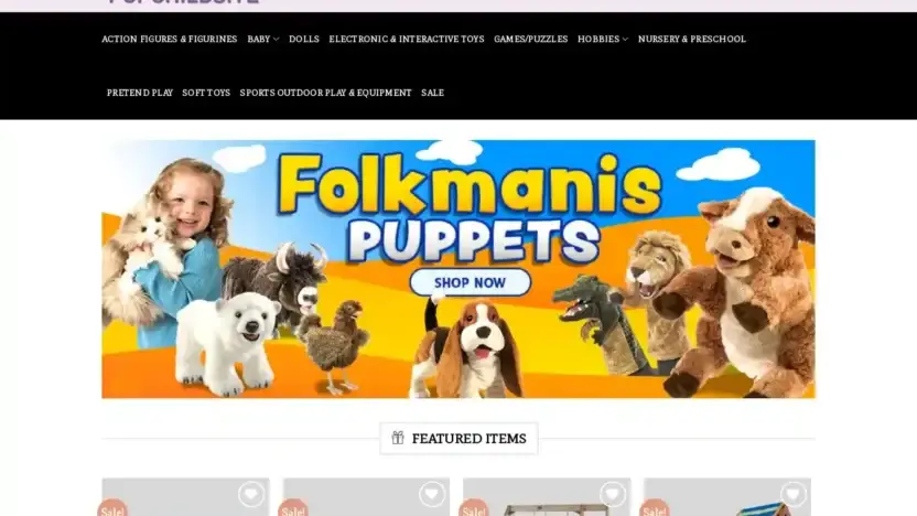 Screenshot of Non-Delivery scam website Popchildsite.com