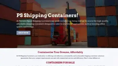 Screenshot of Container scam website Portablespacecontainers.com