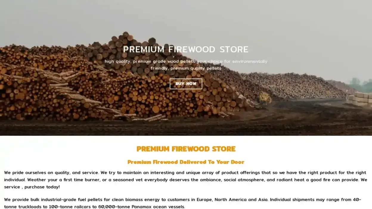 Screenshot of Non-Delivery scam website Premiumfirewoodstore.com