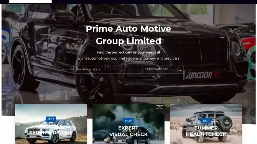 Screenshot of Automobile scam website Primeautomotivegrouplimited.com