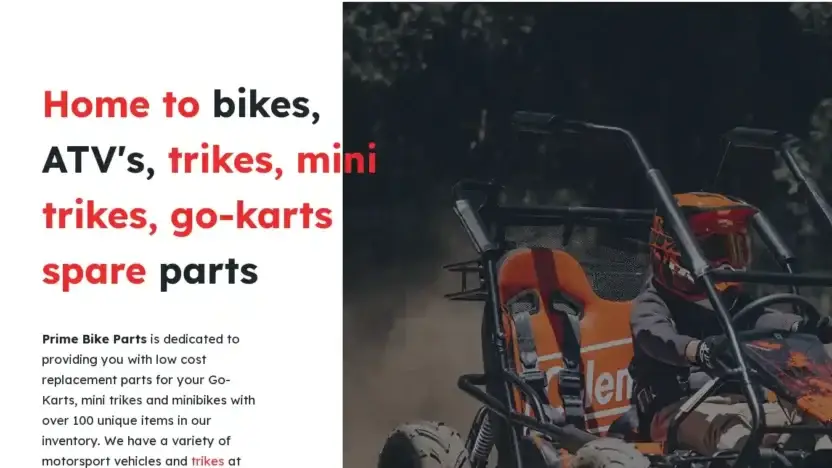 Screenshot of Non-Delivery scam website Primebikeparts.com