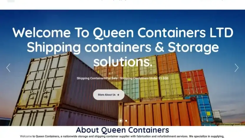 Screenshot of Container scam website Queencontainers.org