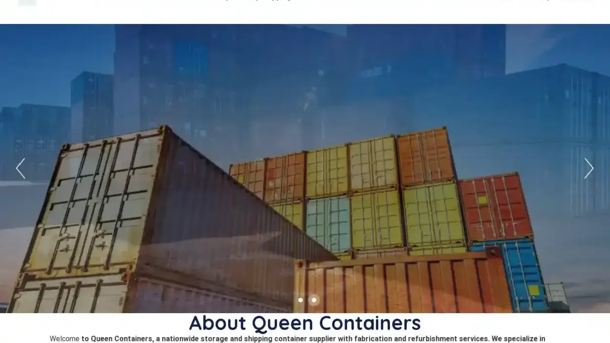 Screenshot of Container scam website Queensshippingcontainers.com
