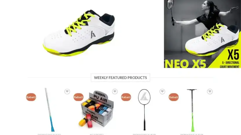 Screenshot of Non-Delivery scam website Rabattbadminton.com