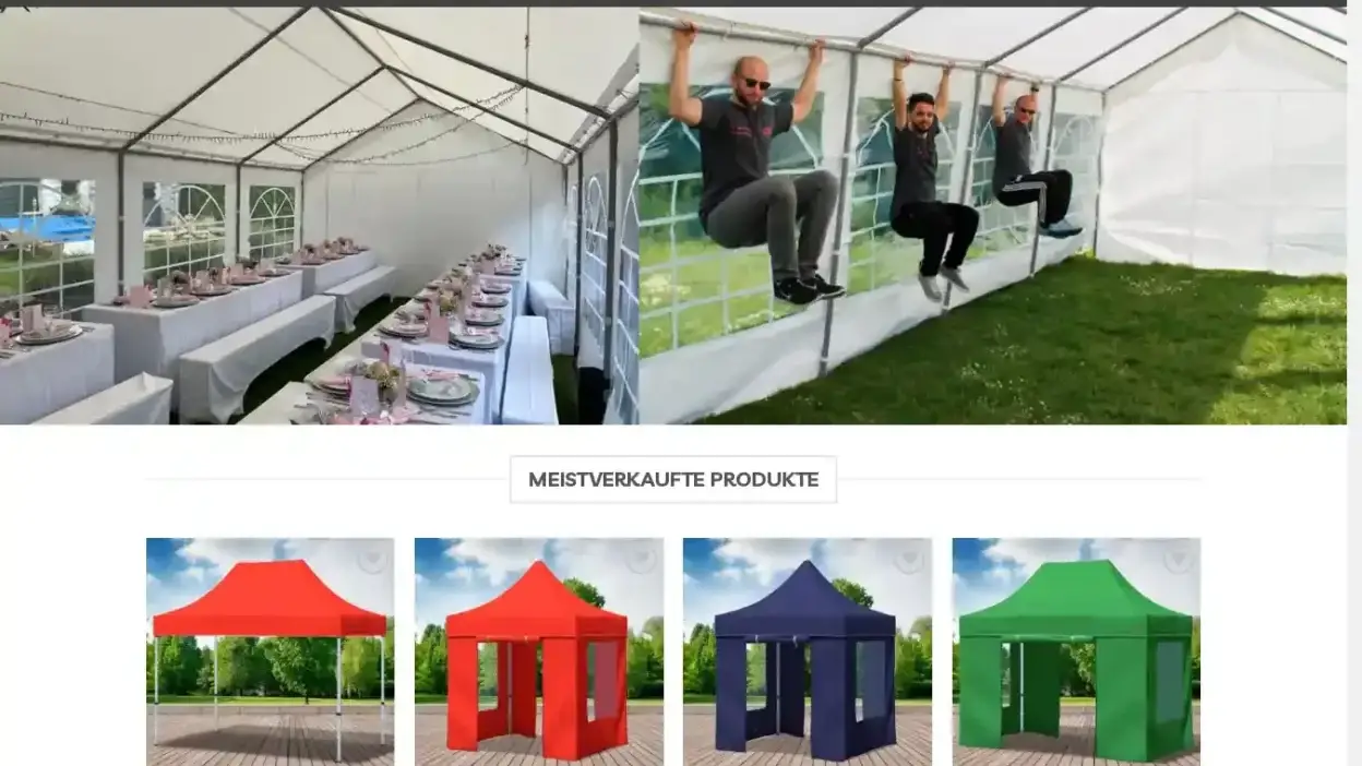 Screenshot of Non-Delivery scam website Rabattzelte.com