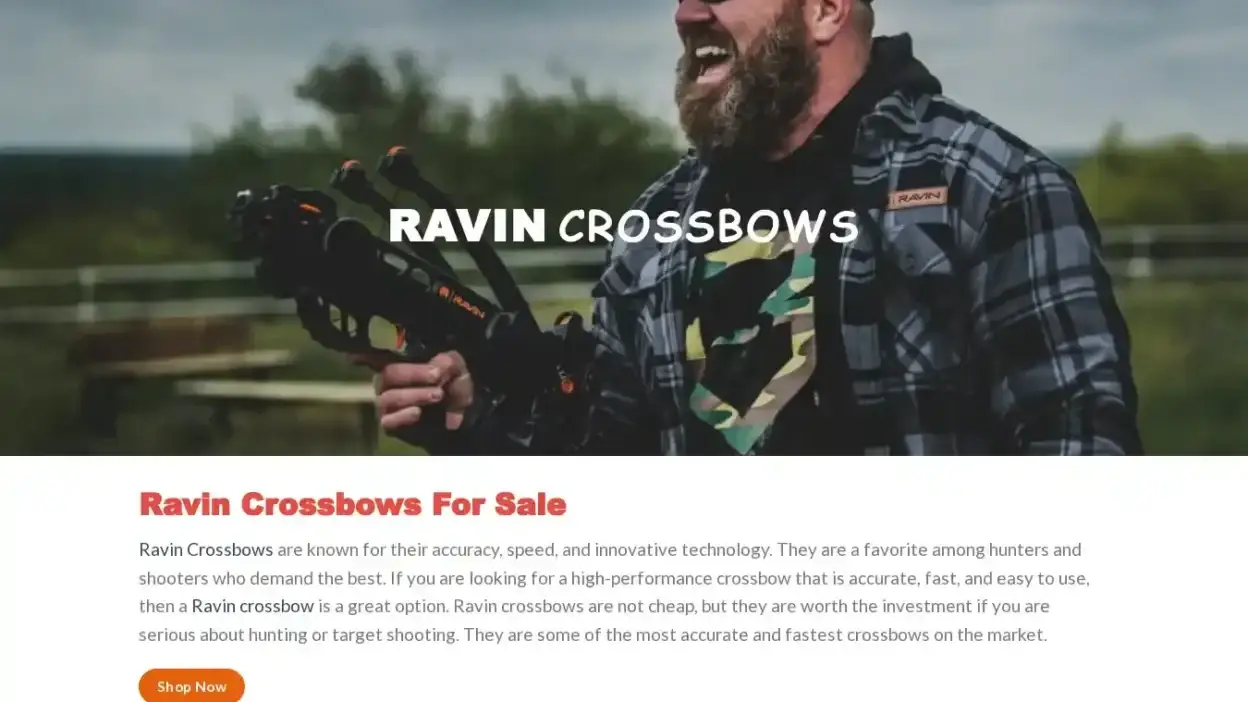 Screenshot of Non-Delivery scam website Ravincrossbowsusa.com