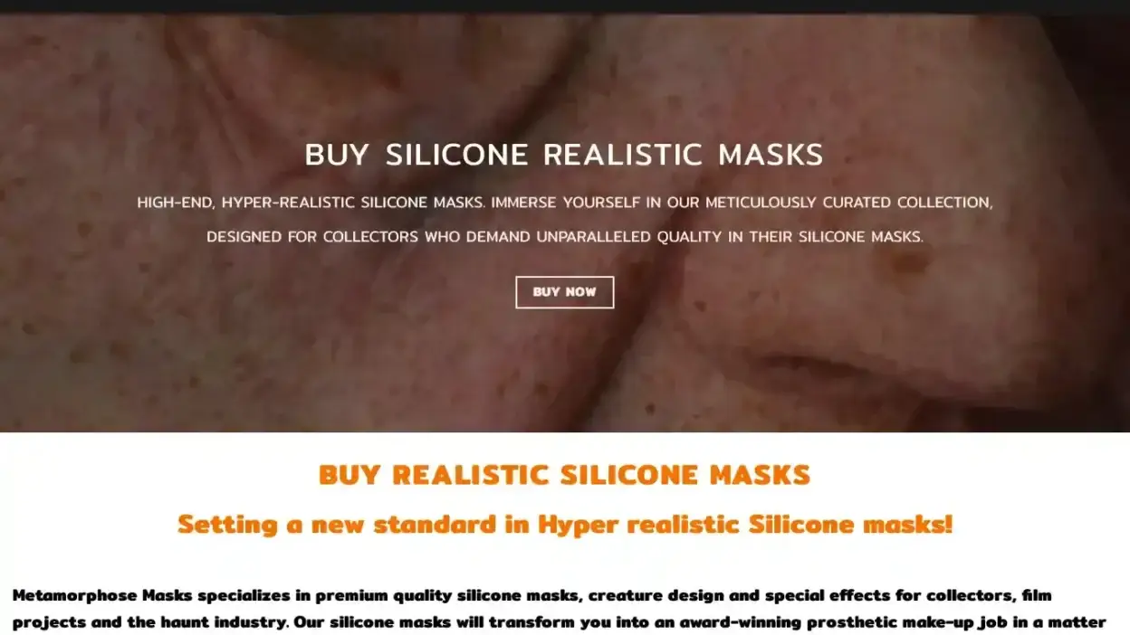 Screenshot of Non-Delivery scam website Realisticsiliconmasks.com