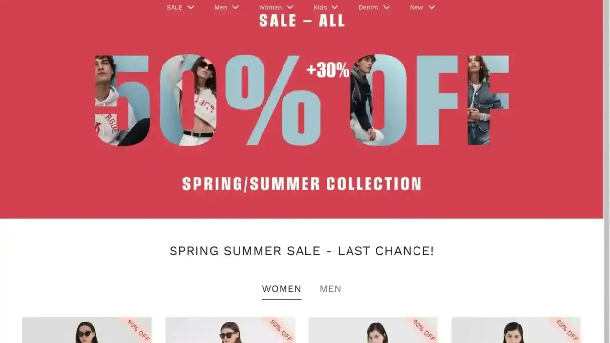 Screenshot of Non-Delivery scam website Replaystore.shop