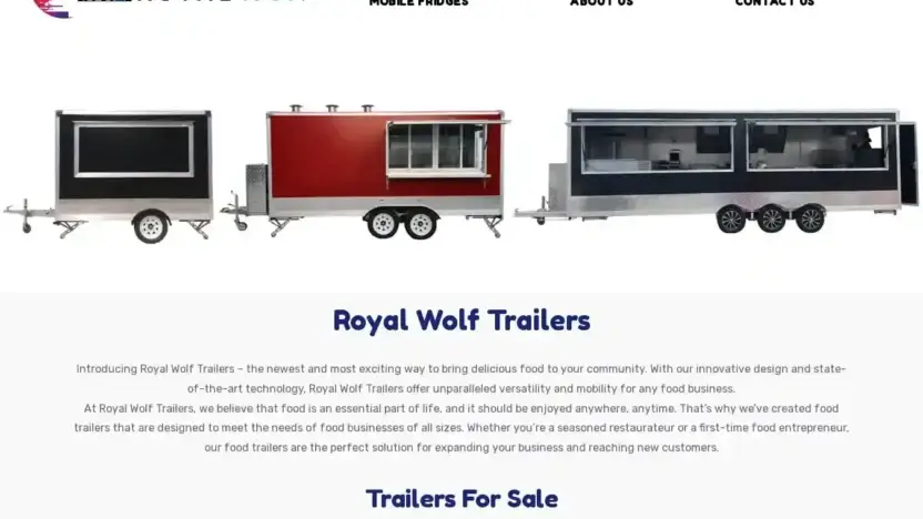 Screenshot of Non-Delivery scam website Royalwolftrailers.com