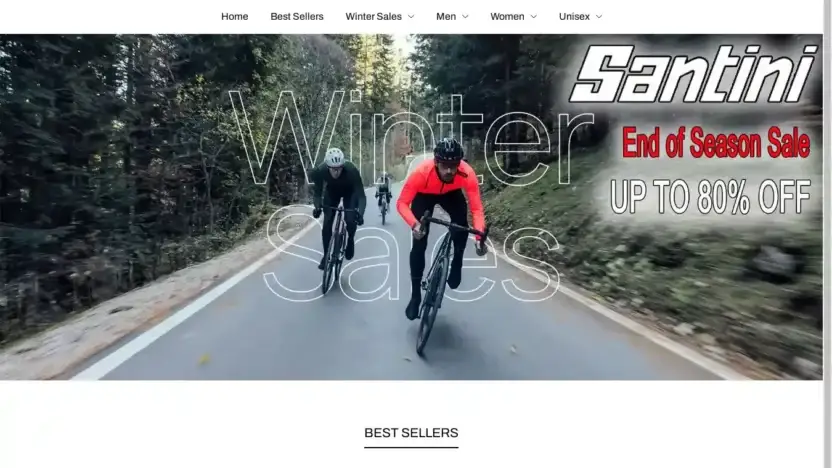 Screenshot of Non-Delivery scam website Santinicyclingeu.com