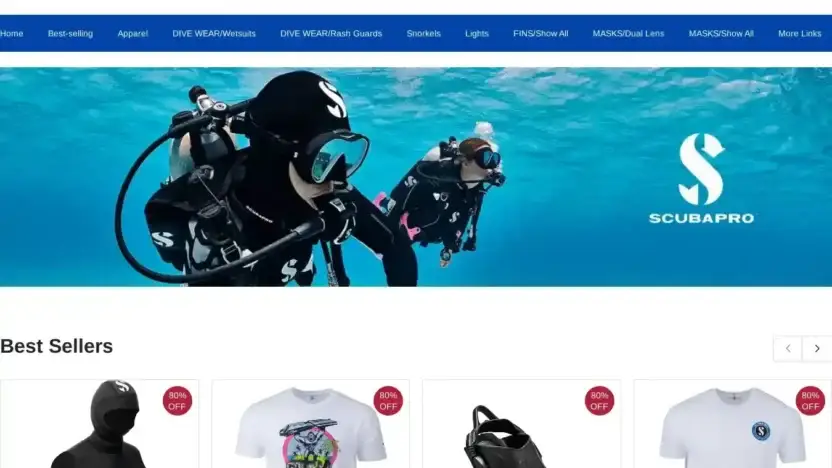 Screenshot of Non-Delivery scam website Scubaprossvip.shop