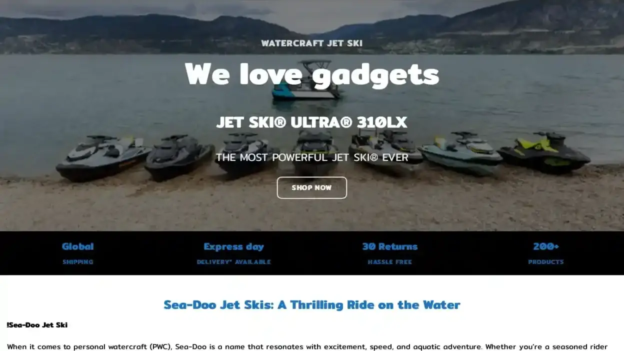 Screenshot of Non-Delivery scam website Sea-doos.com