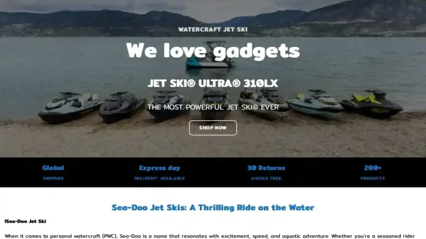 Screenshot of Non-Delivery scam website Sea-doos.com