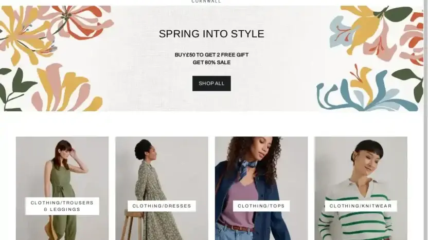 Screenshot of Non-Delivery scam website Seasaltcornwallshop.com
