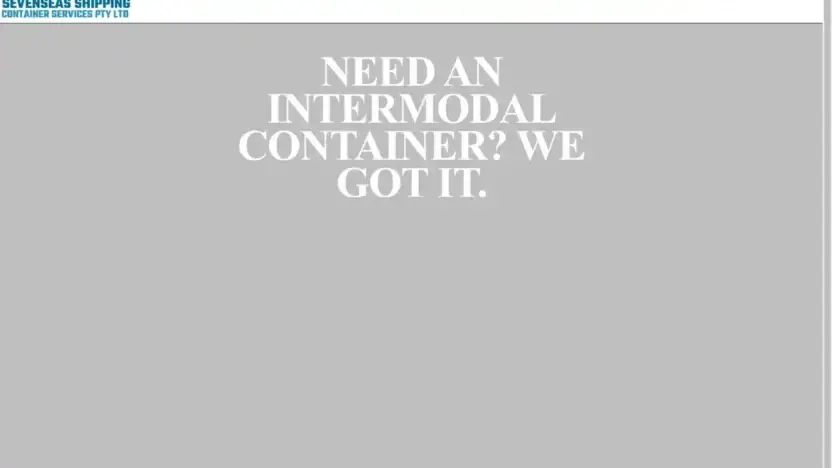 Screenshot of Container scam website Sevenseasshippingcservices.com