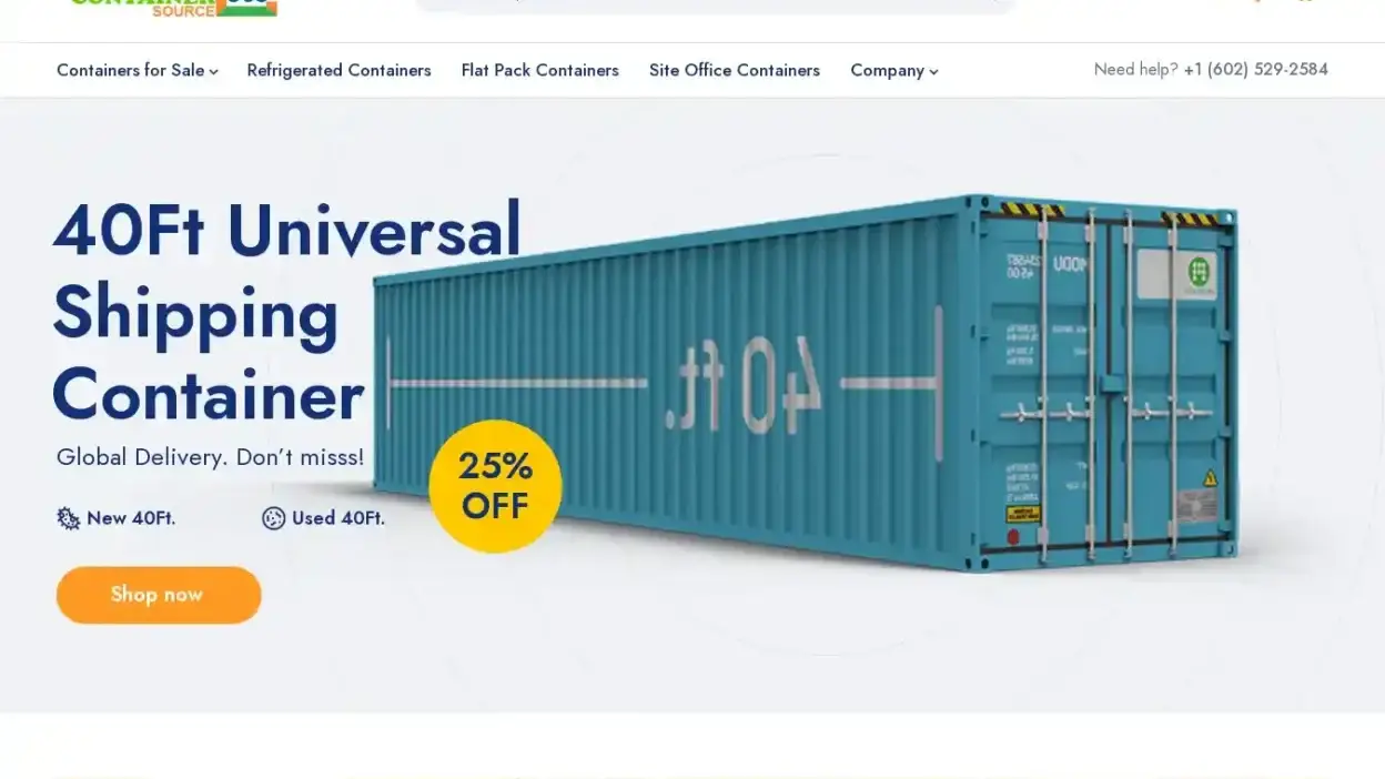 Screenshot of Container scam website Shippingcontainersource.com