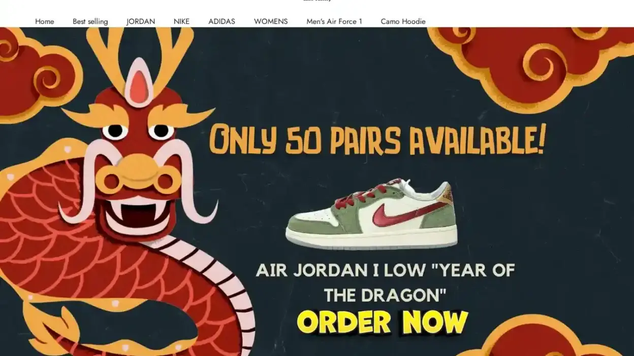 Screenshot of Non-Delivery scam website Shoefactory.top