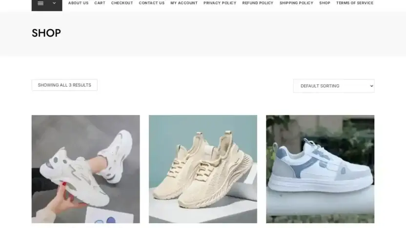 Screenshot of Non-Delivery scam website Shoeonlinesale.store