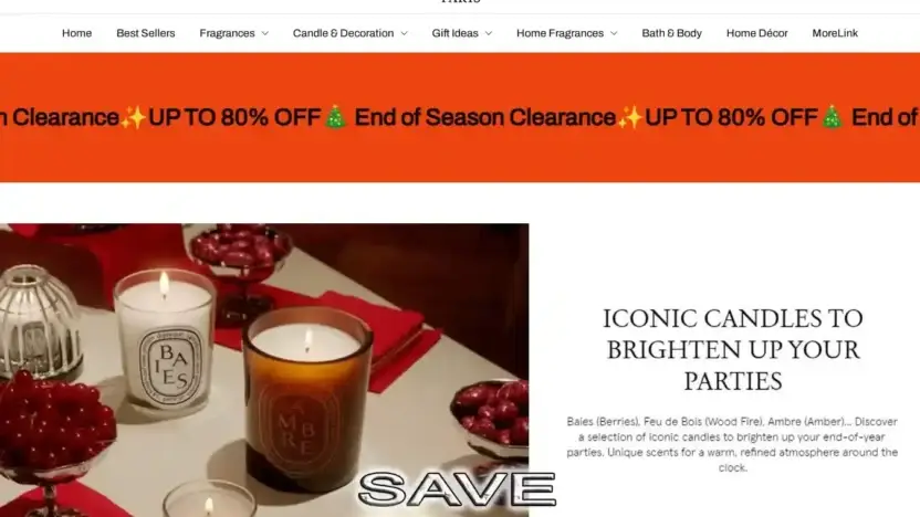 Screenshot of Non-Delivery scam website Signaturecents.store