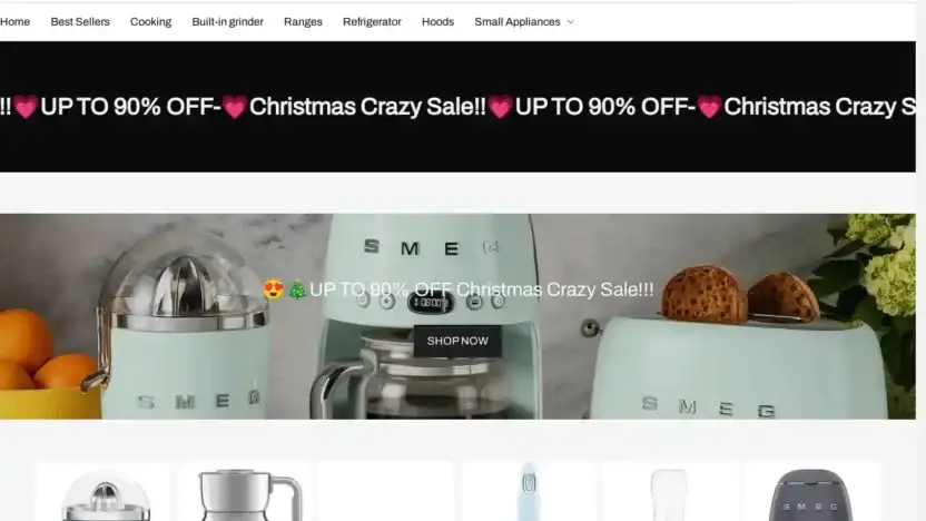 Screenshot of Non-Delivery scam website Smegusoutlet.com