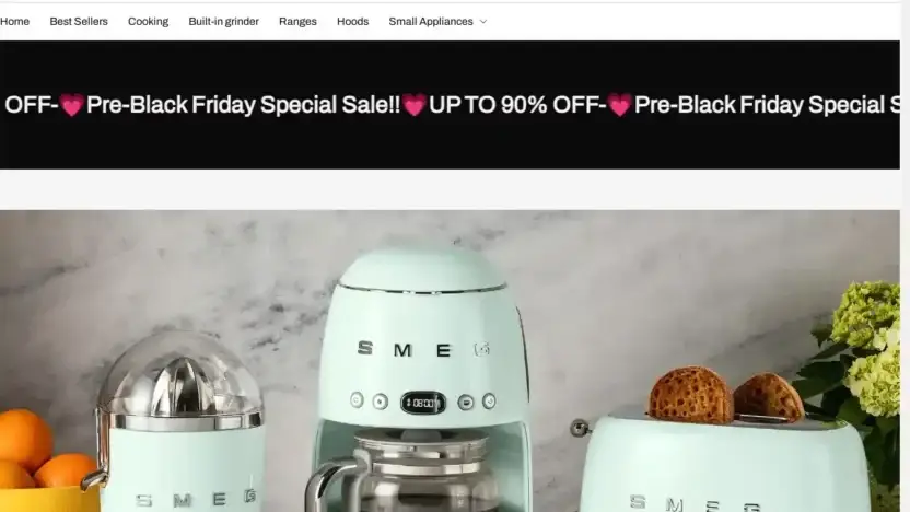 Screenshot of Non-Delivery scam website Smegusoutlet.shop