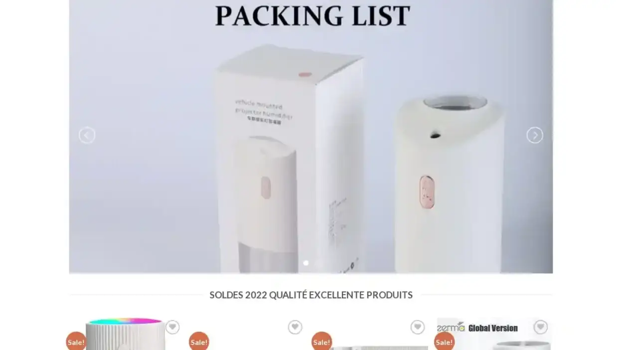 Screenshot of Non-Delivery scam website Soldeshumidificateur.com