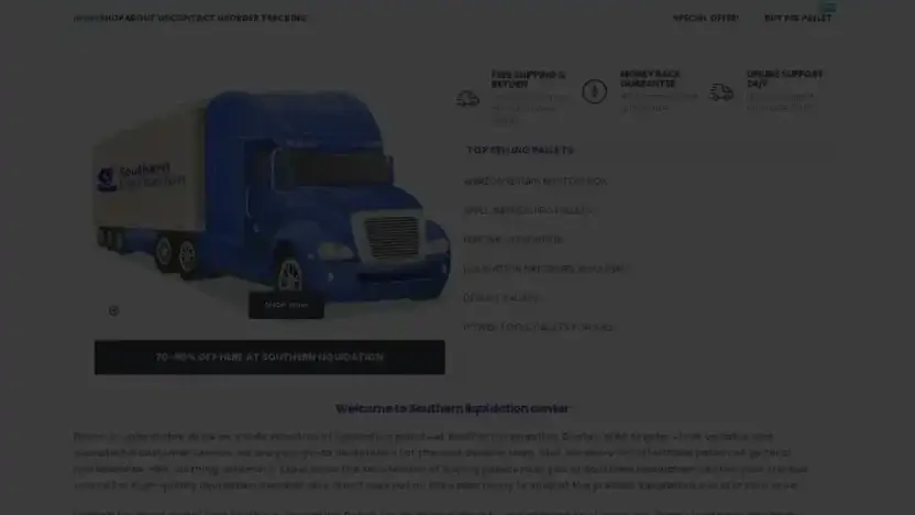 Screenshot of Liquidation scam website Southernliquidationworld.com