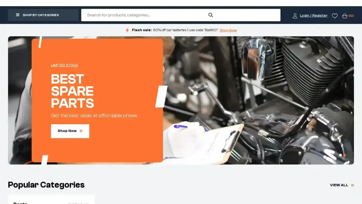 Screenshot of Automobile scam website Sparepartsnation.com