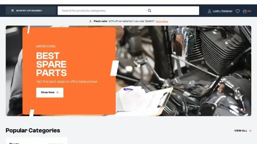 Screenshot of Automobile scam website Sparepartsnation.com