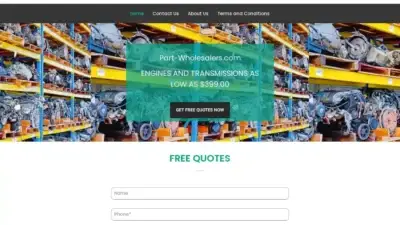 Screenshot of Automobile scam website Sparepartswholesalers.com