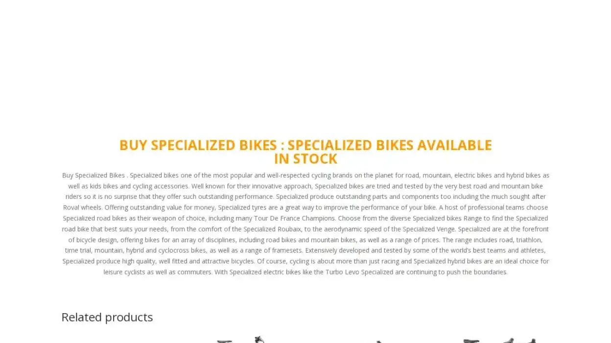 Screenshot of Sport scam website Specializedbikesshop.com