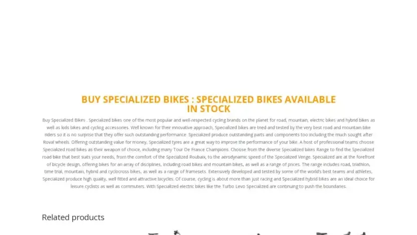 Screenshot of Sport scam website Specializedbikesshop.com