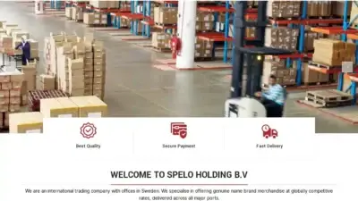 Screenshot of Non-Delivery scam website Speloholdingbv.com