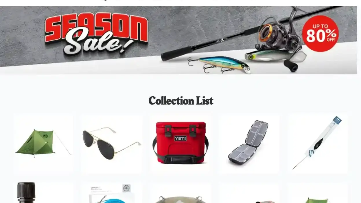 Screenshot of Non-Delivery scam website Sportfishtacklesale.shop