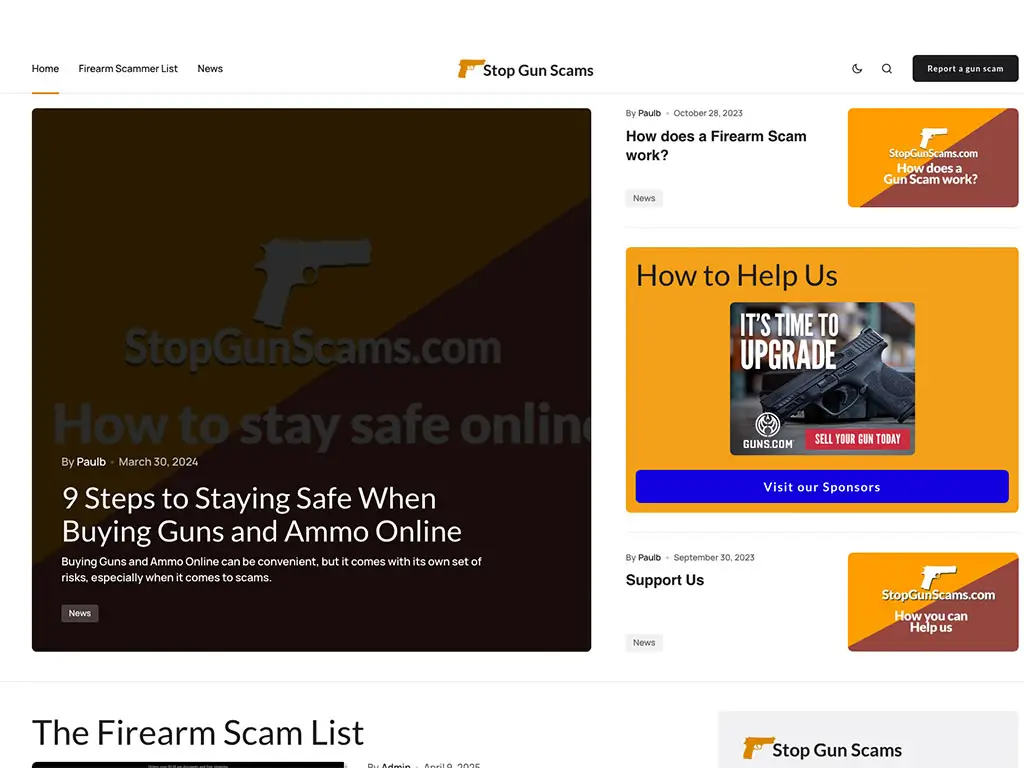 stopgunscams.com screenshot