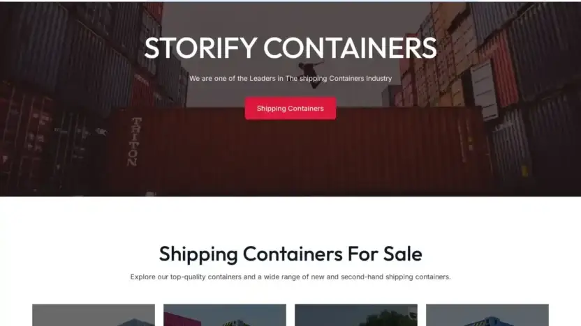 Screenshot of Container scam website Storifycontainers.com